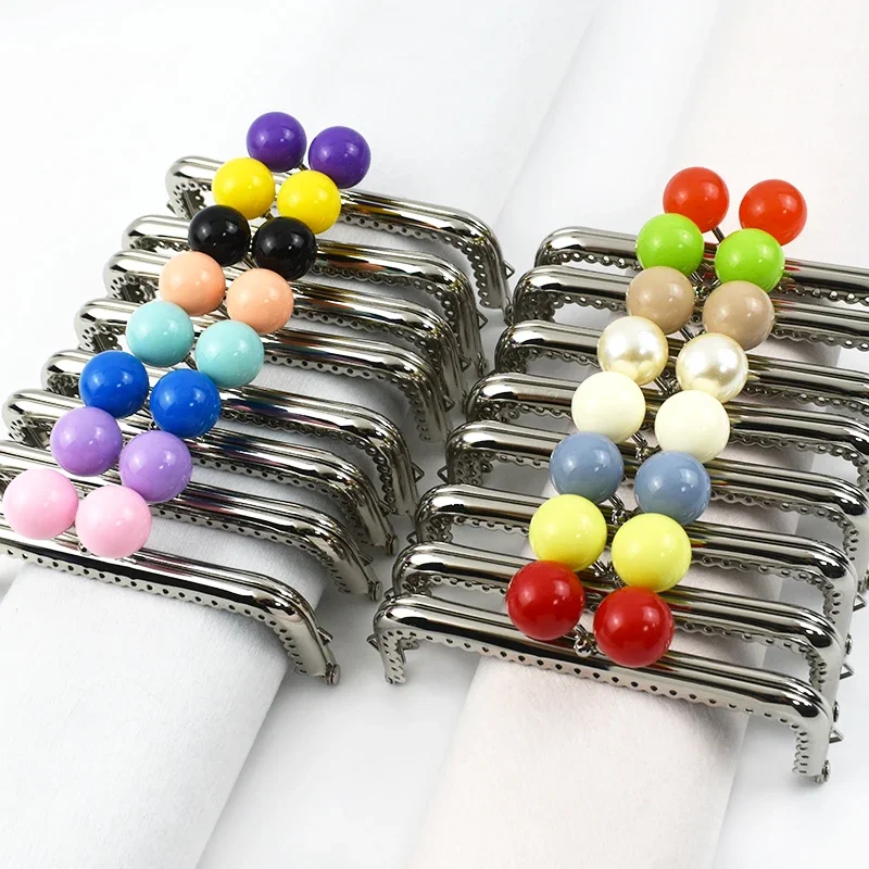 

1Pc Deepeel 12.5cm Metal Purse Frame Kiss Clasp Locks Women Handbag Handles Colored Bead Bag Handle Sewing Brackets Accessories