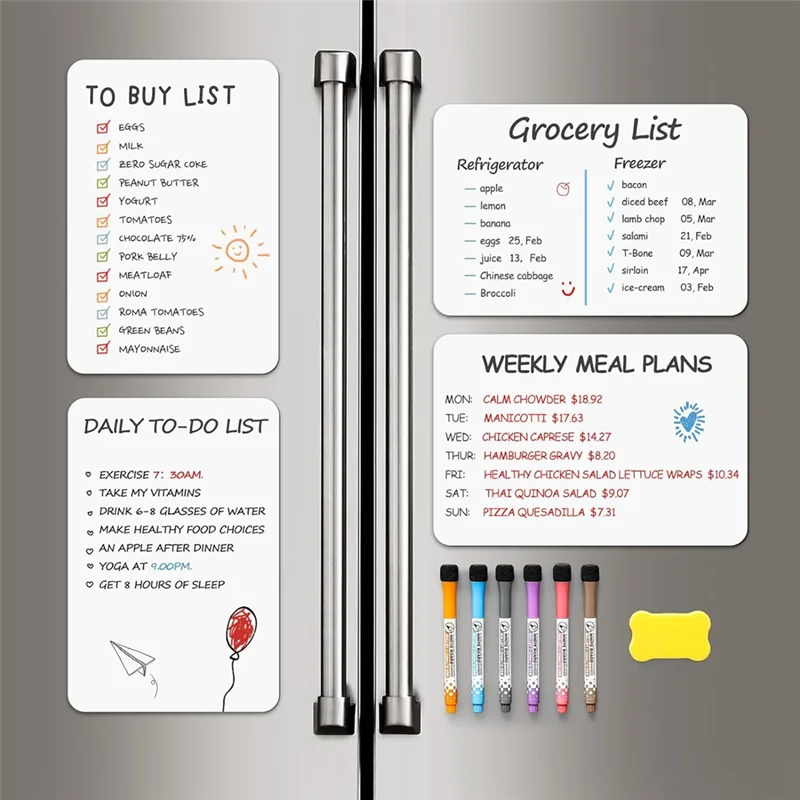 aee9-4-pcs-magnetic-dry-erase-white-board-fridge-wall-magnet-small-whiteboard-stain-resistant-technology-12-x-8-inches