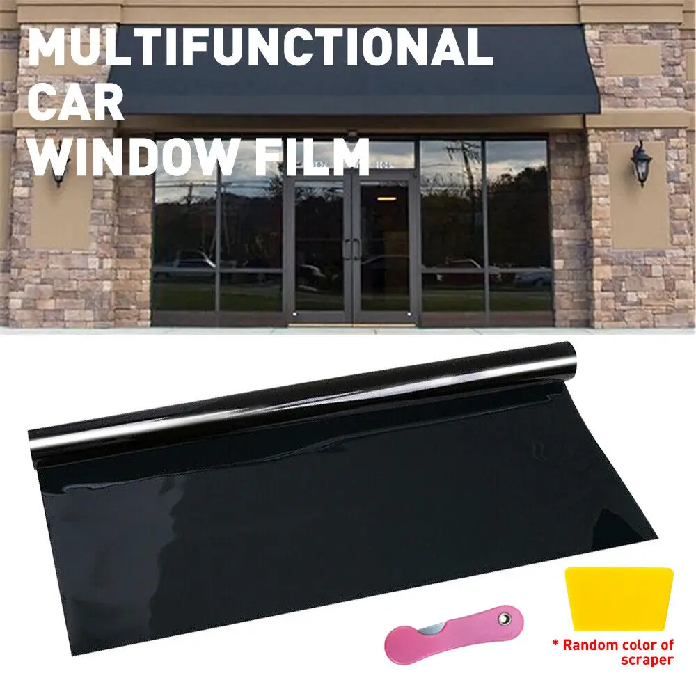 50cmX6m Uncut Roll Window Tint 1/5/15/25/35/50% Black Film Car Home Office Tinting Glass Sticker with Scraper Car Tinting Film