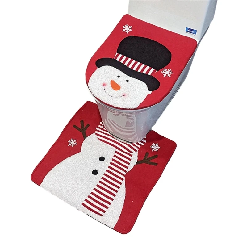 クリスマス便座カバーとマットセットバスルームマットセット便座カバーとラグセットサンタ雪だるまヘラジカ柄45BE