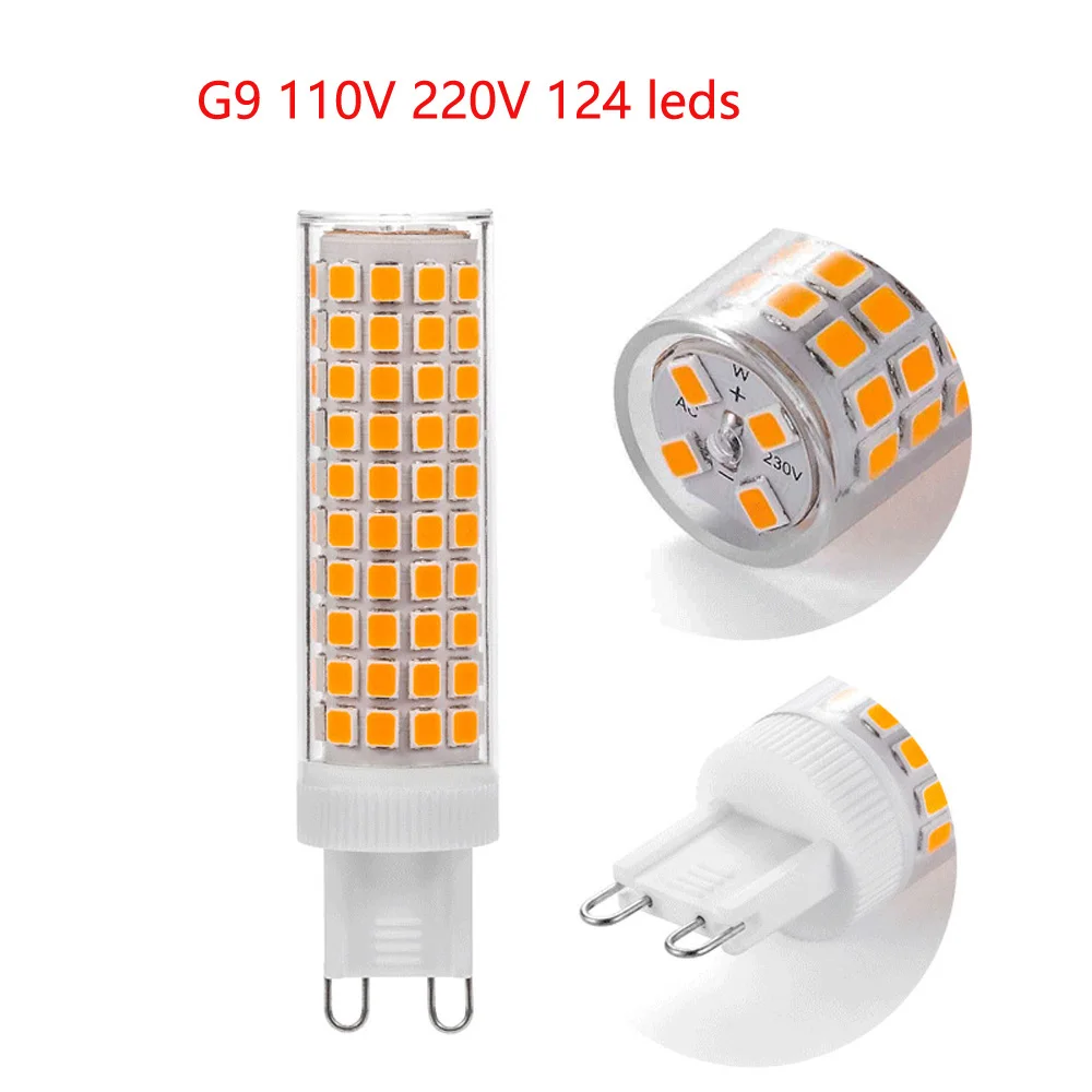 10pcs No Flicker G9 10W 12W LED Bulb 3000k 4000k 6000k AC110V/220V 2835 Corn Light 124 led Chandelier Light Replace 100w Halogen