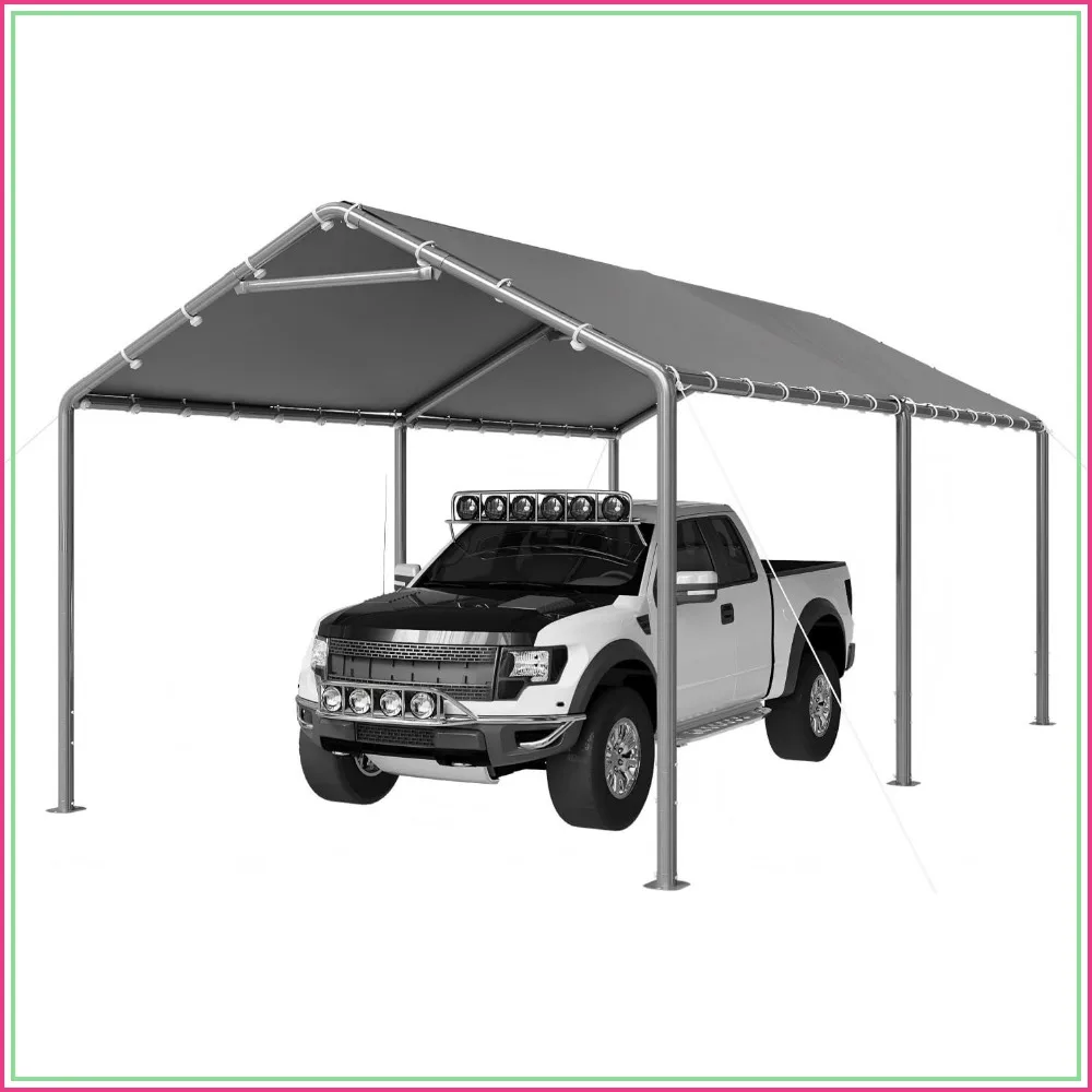 10x15 Heavy Duty Carport Portable Car Canopy Garage Shelter, Gray