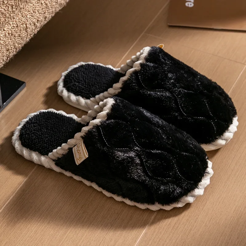 Cotton Slippers for Women Suitable for Spring Autumn Living Indoor Anti Slip Home Warm Home Couple Winter Furry Men Slippers