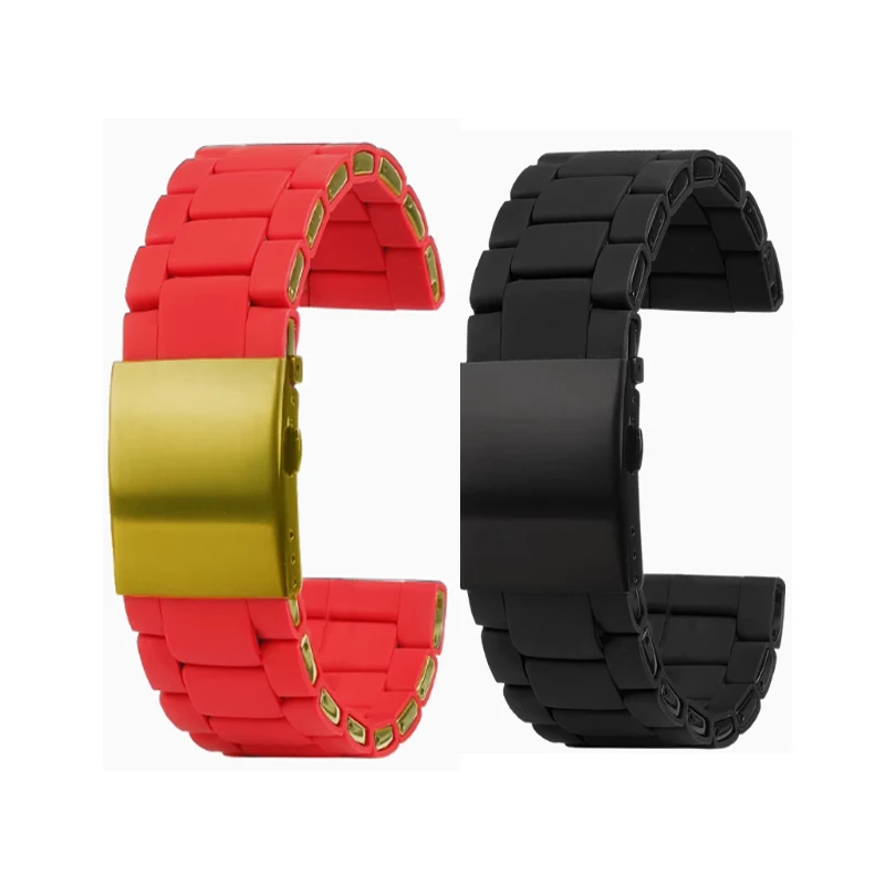 

24/26/28mm watchband for Diesel Watch DZ7430 7370 7396 Men's Large dial Red Magic Black Warrior rubber coated steel watch strap