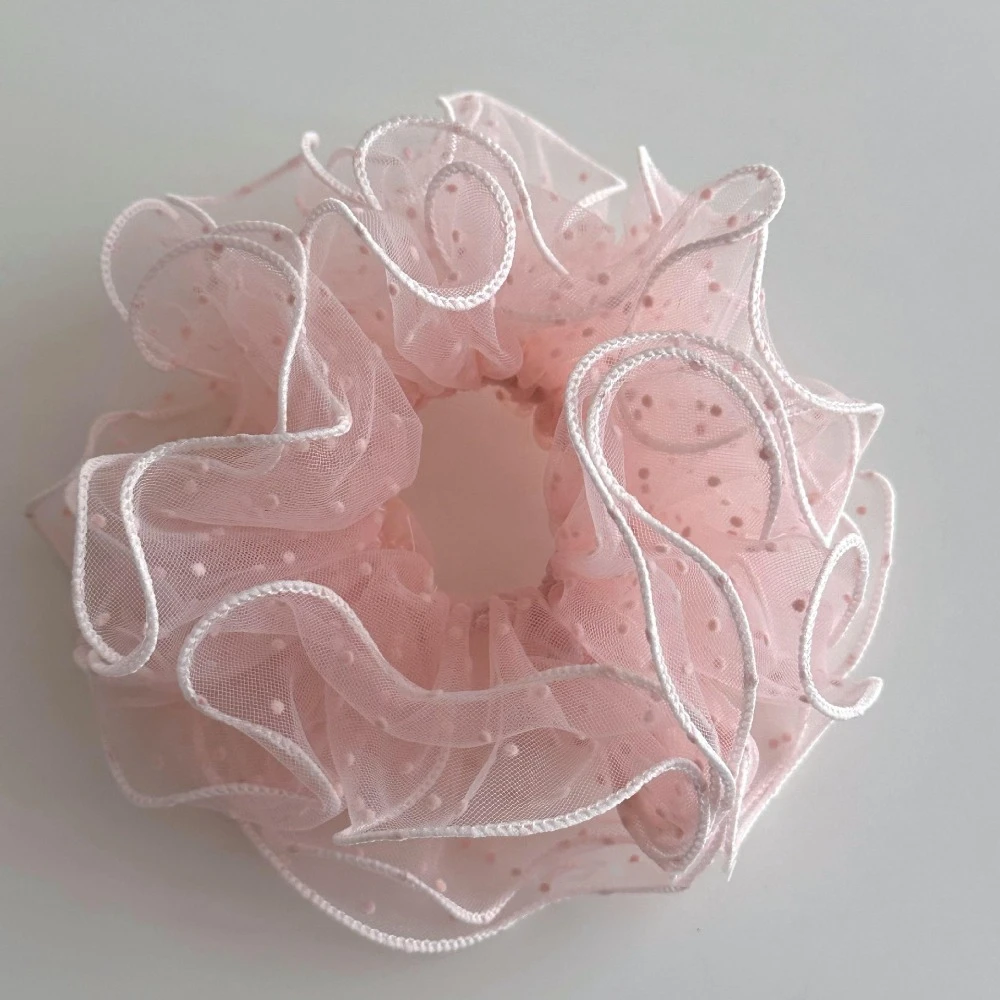 الكورية الصيف الأورجانزا Scrunchies الدانتيل مطاطا مطوي Scrunchies الشيفون الحلو نقطة الشعر الحبال الفتيات