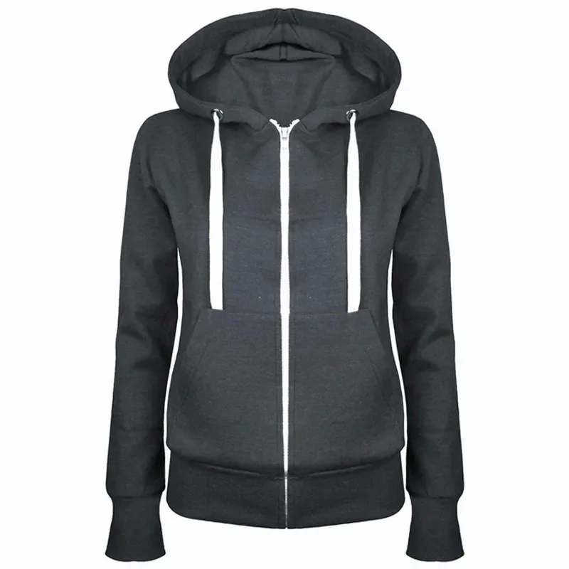 Fashion Trend Zipper Hooded  Long-sleeved Plus Cashmere Sweater Coat