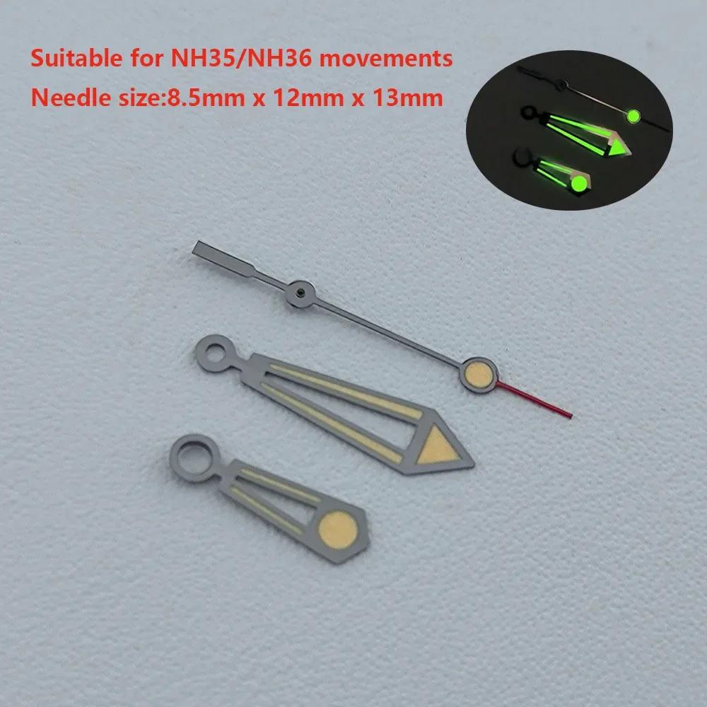 Watch Hands NH35/NH36 Hands Green Luminous Watch Pointers Needles mod Parts for Seamaster 300 Black Hands watch accessories