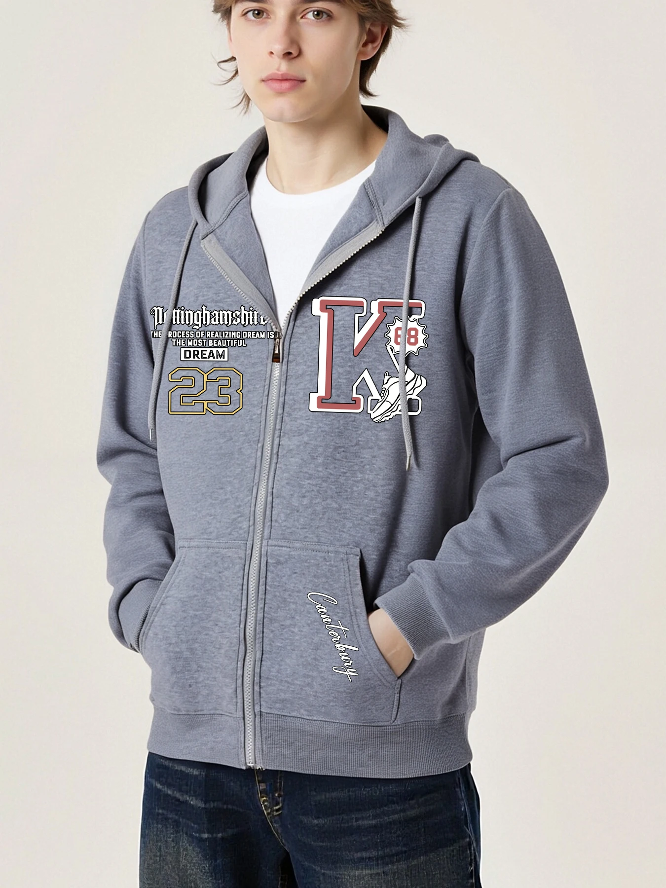 

Dream 23, толстовки на молнии с буквенным принтом K для мужчин, флисовая свободная одежда, модные куртки, винтажные повседневные карманные толстовки с длинным рукавом унисекс