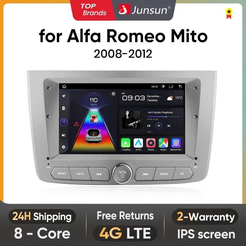 Junsun Wireless CarPlay Android Auto Car Radio Multimedia For Alfa Romeo Mito 2008 2009 2011 2012 GPS Intelligent Systems