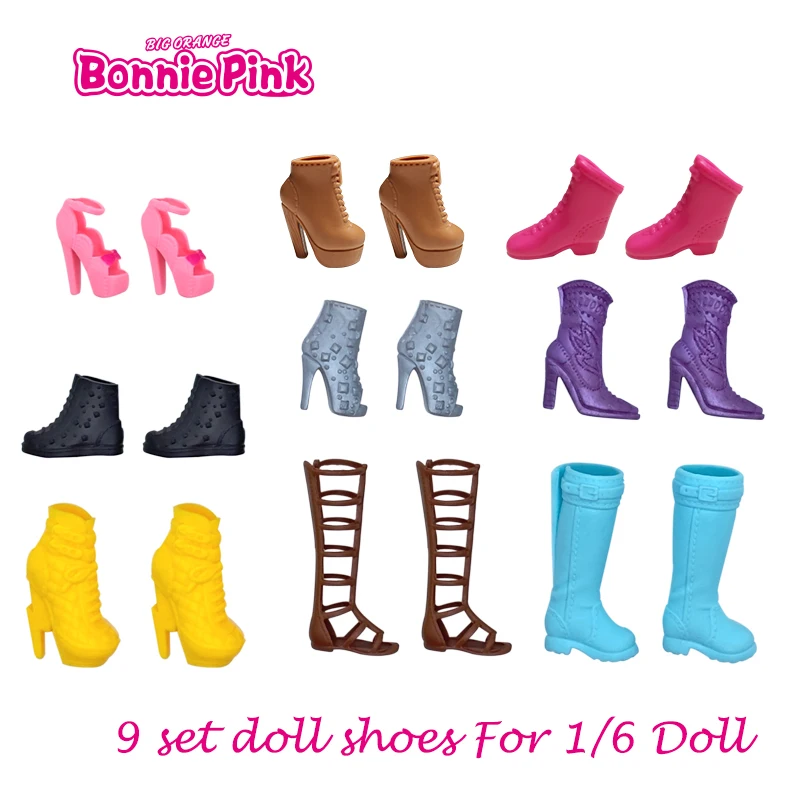 BONNIEPINK 9 set doll shoes for 1/6 Doll 11.5 Inch Dolls High Quality BJD doll shoes Fashion Design for BJD Dolls