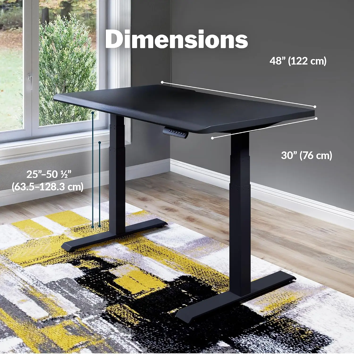 Adjustable Electric Standing Desk 48x30 Inch Sit Stand Memory Preset Sloped Edge 220 LB Tool-Free Assembly Black, Customized