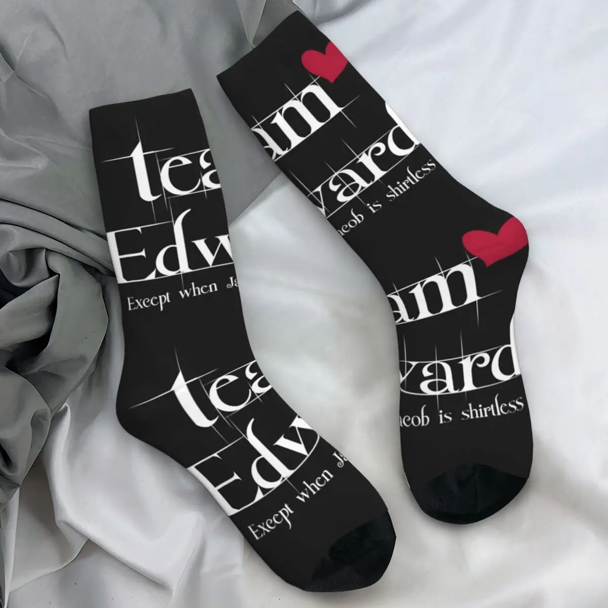 Team Edward Twilight Cursed Logo Socks Movie Gothic Stockings Adults Men Comfortable Skateboard Socks Winter Non-Slip Socks