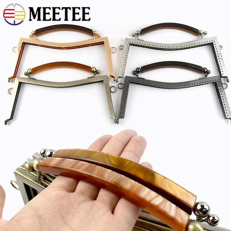 1Pc 21cm Metal Embossed Bag Handle Women Handbag Purse Frame Kiss Clasp Sewing Brackets Handles DIY Crafts Bags Accessories