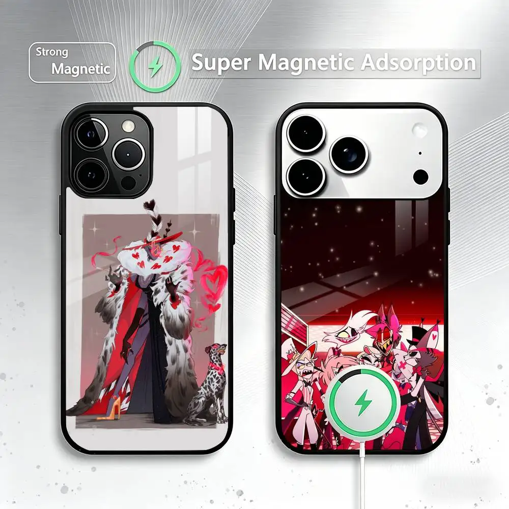 H-Hazbin Hotels Phone Case For iPhone17,16,15,14,13,12,11 Plus,Pro Magnetic with Magsafe Wireless Charging