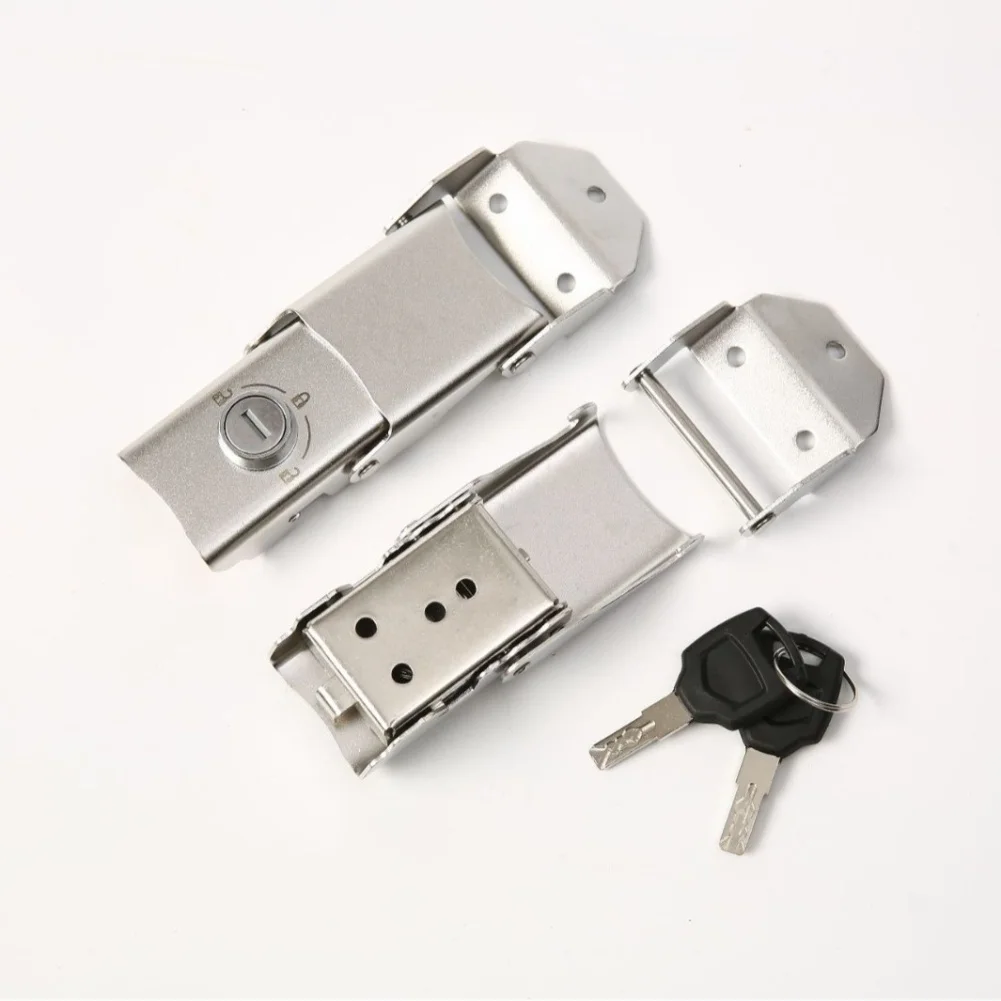 1PC Detachable  Stainless Steel Buckle Lock Motorcycle Trunk Lock Hinge Lock  2 Keys Anti-theft Tail Box Lock Replace Accessorie