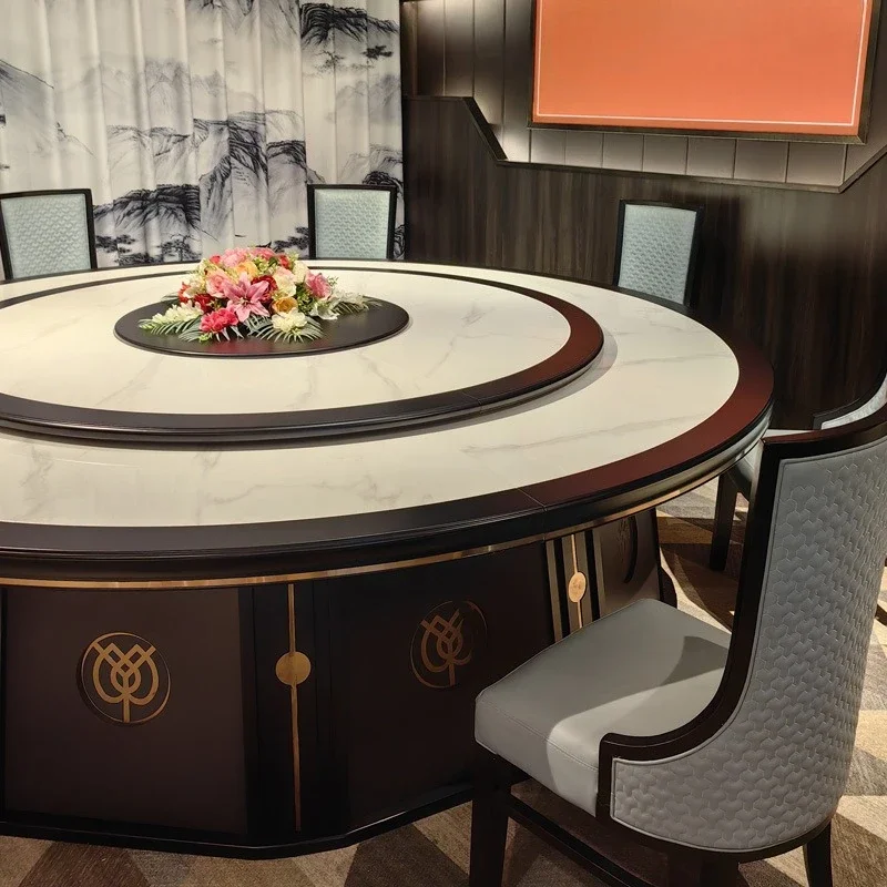 طعام كهربائي للفندق، طاولة مستديرة كبيرة من الخشب الصلب والرخام