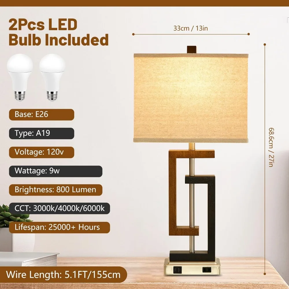 Imagem -06 - Dimmable Touch Control Table Lamp Candeeiros de Cabeceira com tipo Night Stands Way Quarto Conjunto de 2