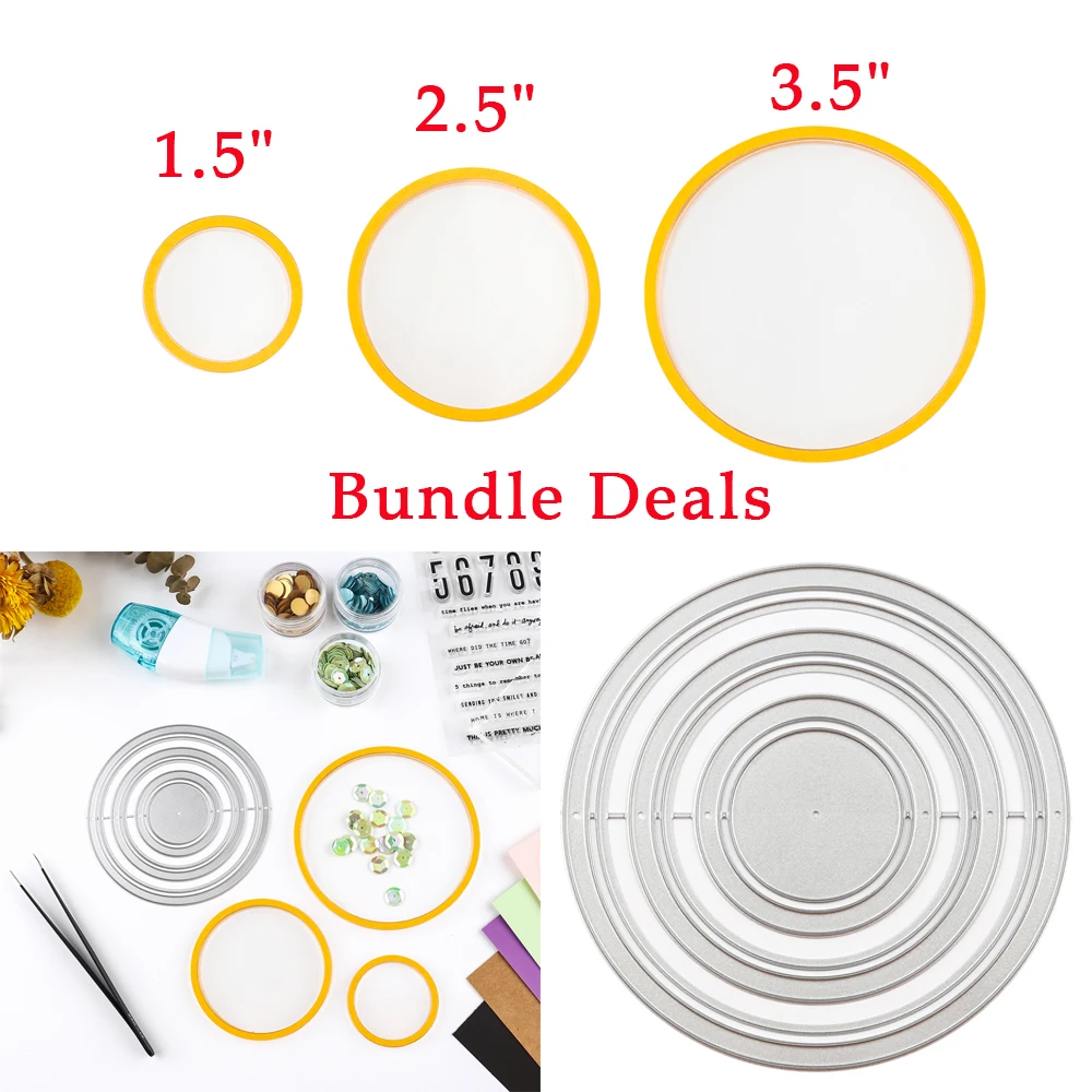 

1.5" 2.5" 3.5" Bundle Deals Cutting Dies Shaker Panes Circle Frames for DIY Scrapbooking Decorative Embossing DIY Shaker Window