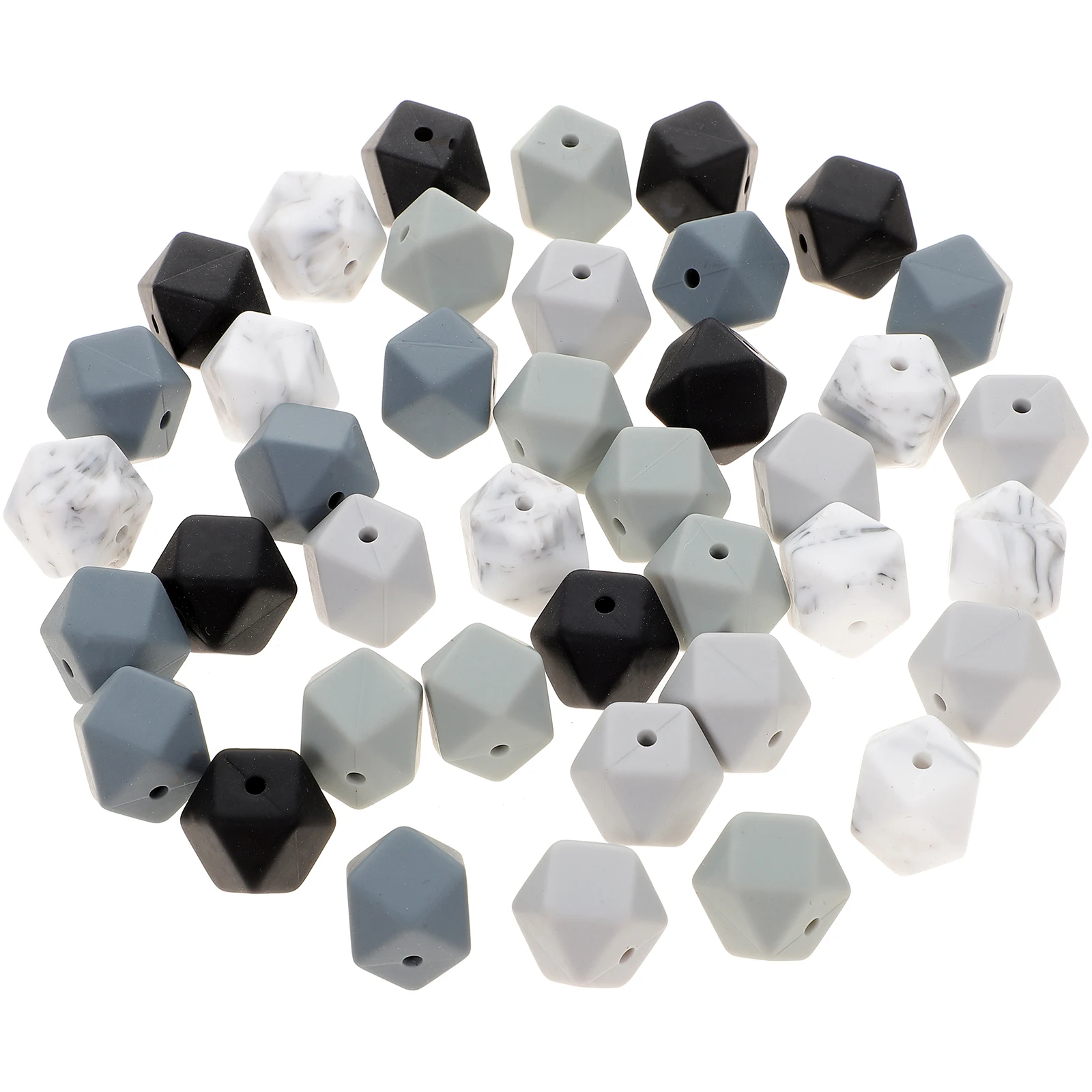 

40pcs Silicone Beads 14mm Hexagon Shaped Craft Supplies DIY Bracelet Keychain Making Bulk Beads Jewelry Accessories