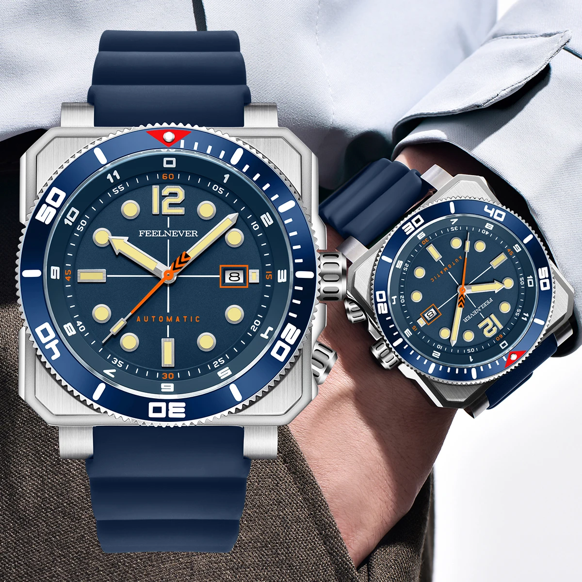 FEELNEVER 2026 Herren-Armbanduhr, mechanische Uhr, modische Uhr, leuchtend, wasserdicht, Saphirglas, 316L Edelstahl, Herrenuhr