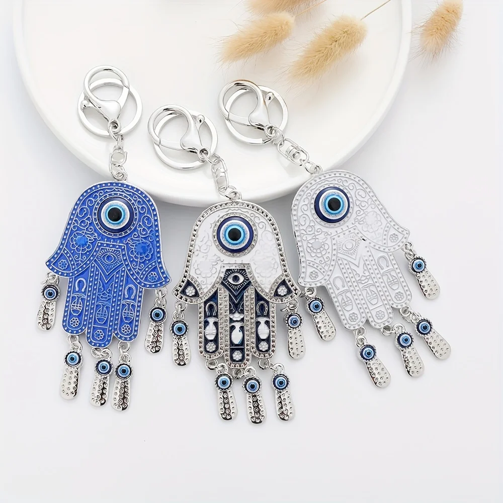 Creative Blue Eyes Bag Pendant Devil's Eye Palm Keychain Pendant Metal