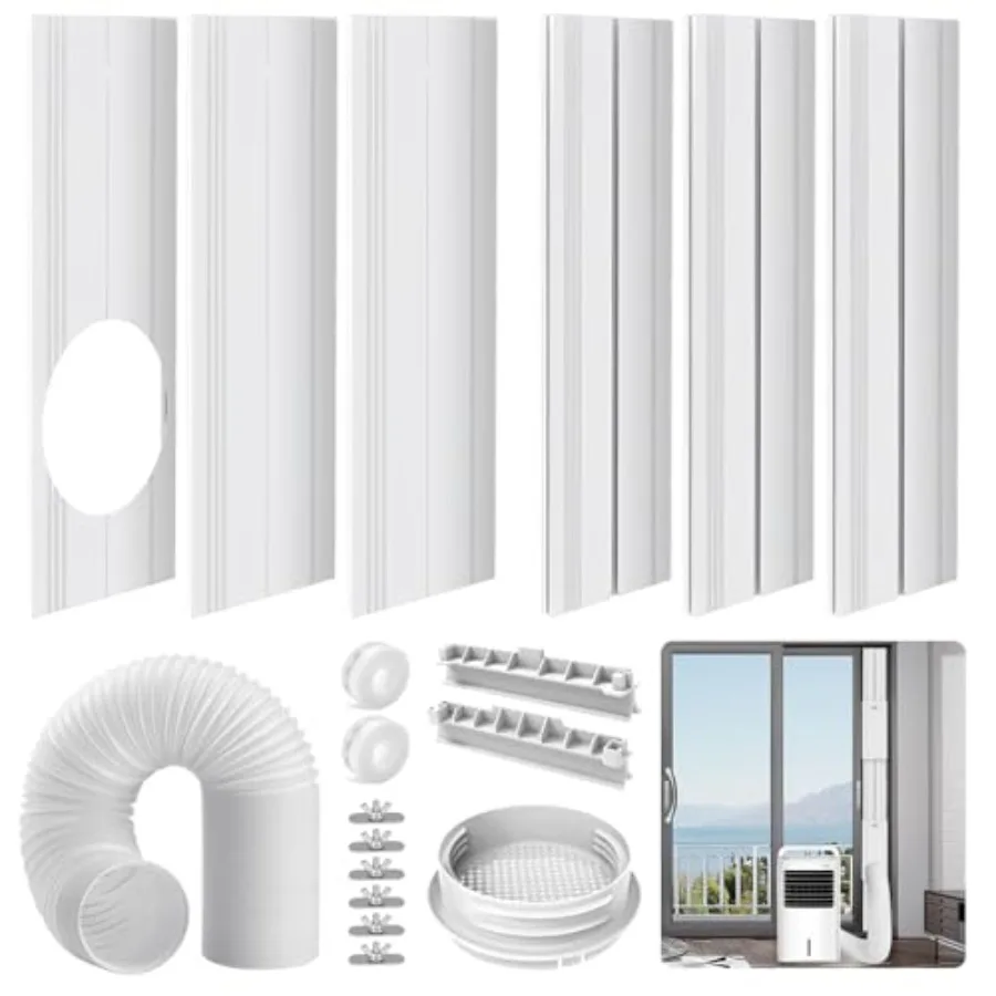 

Portable Air Conditioner Sliding Door Vent Kit - Adjustable Length up to 90 Inch, Universal Balcony Seal Plate Set for 5.1" and