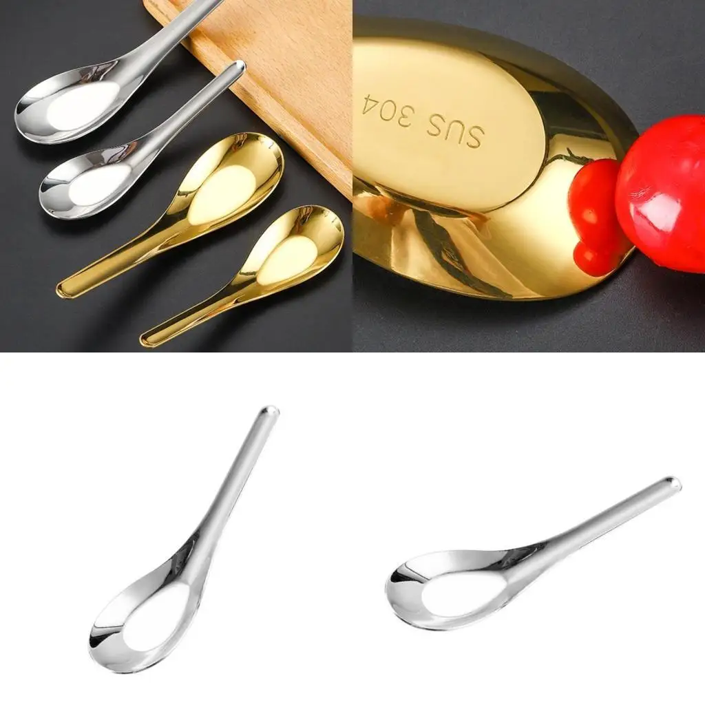 

E8BD 6 Pack Soup Spoons 304Stainless Steel Spoon Dessert Spoons Fruit Serving Spoons