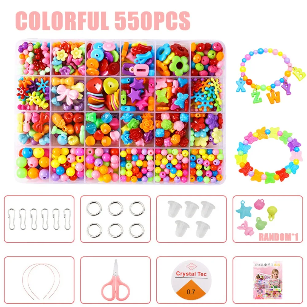 Arts Crafts DIY Handmade Beaded Kit Toy Jewelry Set Handmade DIY Making Beads Kit Toy Cute DIY Toy Beads Toys for Children Girl