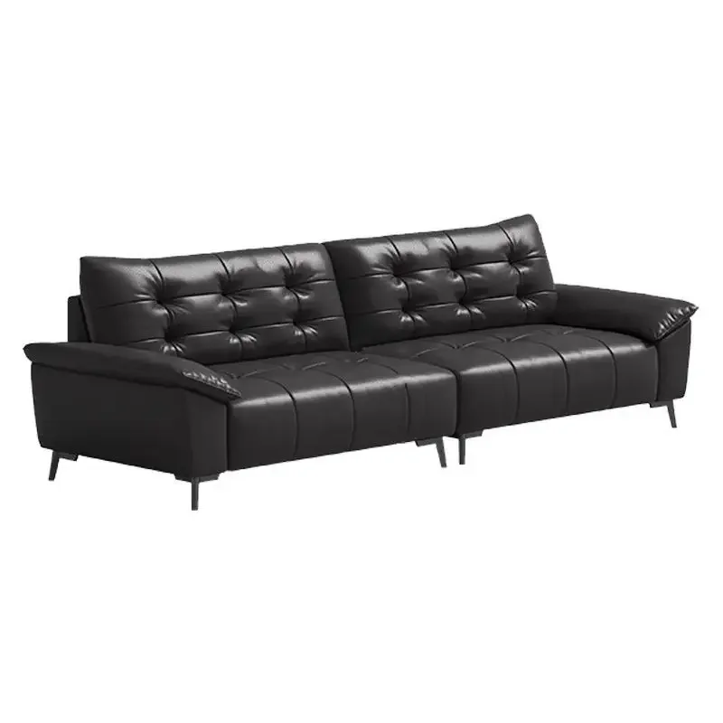 

Italian minimalist leather straight row sofa