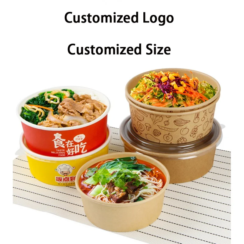 Customized productCustomized Printing Color 12 oz 500ml 850ml 1000ml 1300ml Take Away Biodegradable Rounded Disposable Food Cont