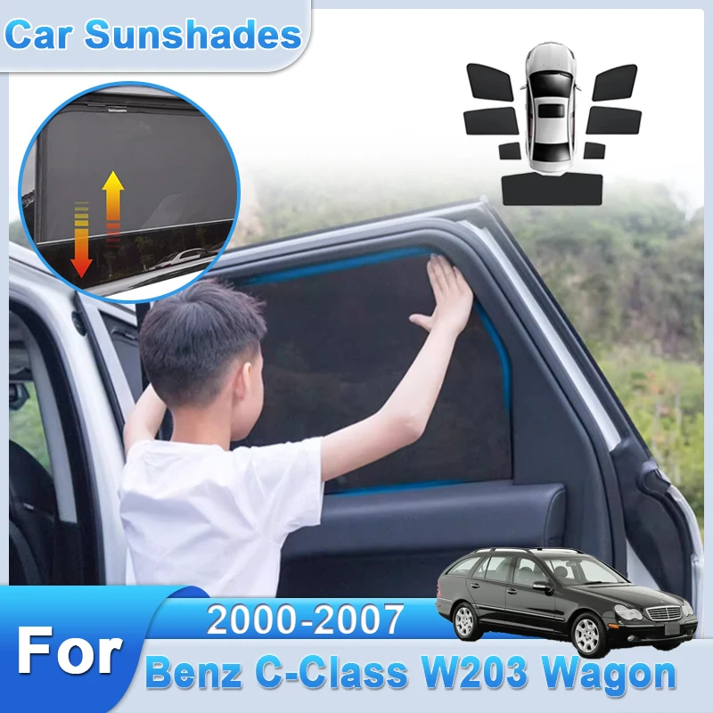 

Magnetic Sunshield Mesh Visor For Mercedes Benz C-Class W203 Wagon 2000-2007 Heat Insulation Anti UV Visor Car Accessories Tools