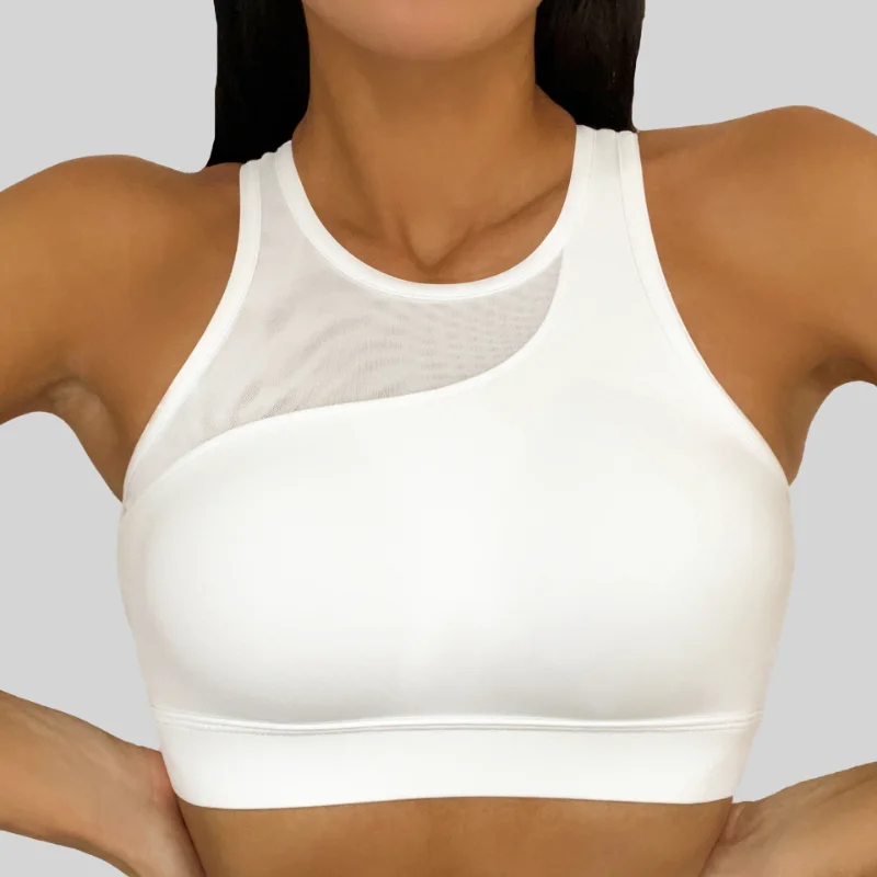 

COZOK Sexy Mesh Stitching Women Yoga Bra Running Sportswear Vest-style Sports Bra Gym Fitness Shockproof Gather Training Bra