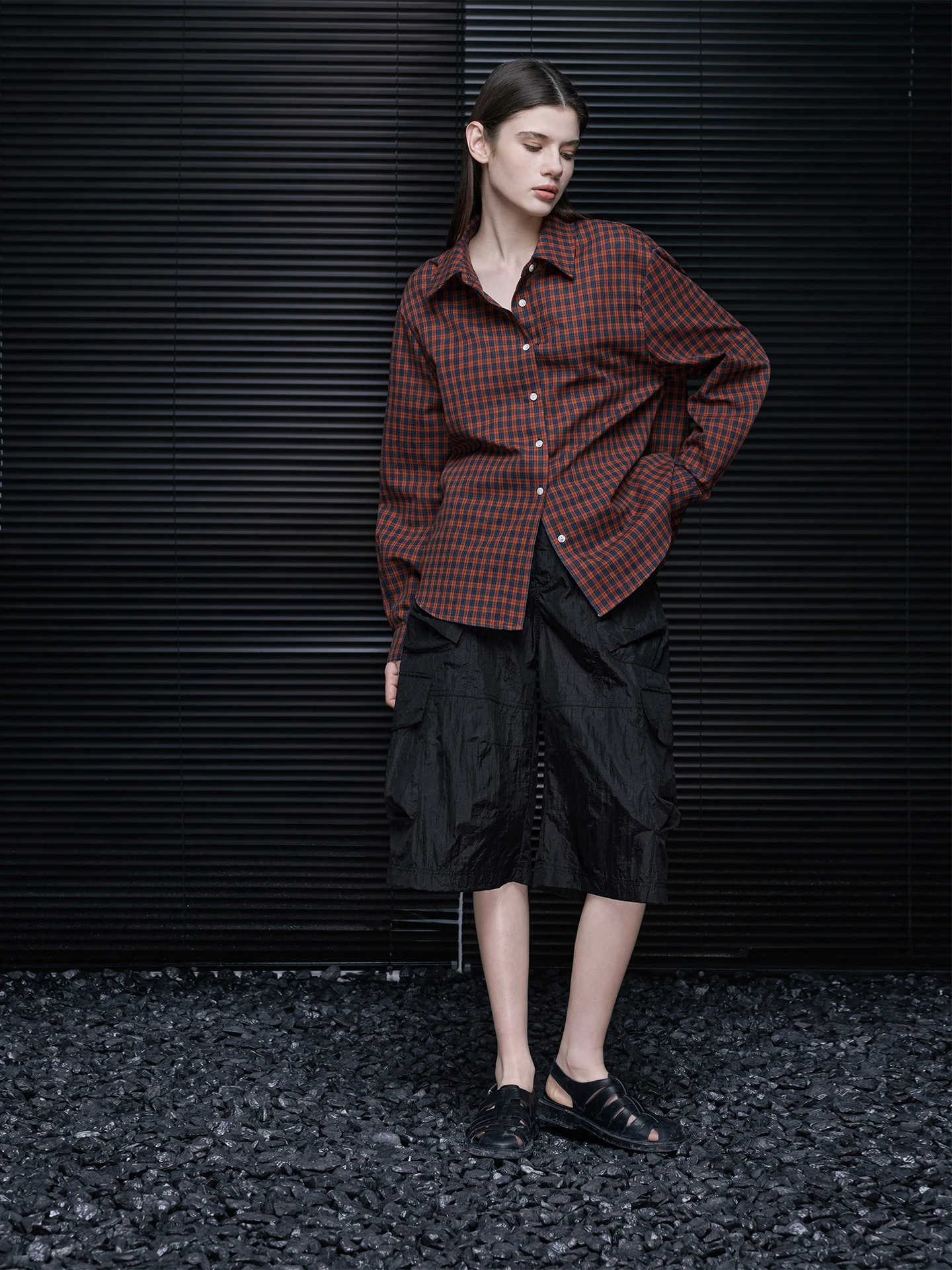 

Spring 2026 Women's Plaid Long Sleeve Shirt Jacket Loose Fit Comfortable Unique Slouchy Feel Street Style Cotton Polyester Blend