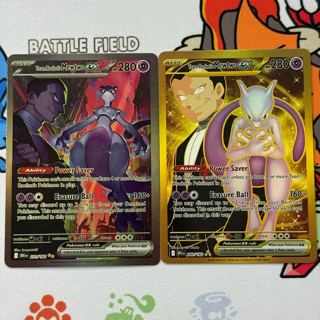 

DIY Proxy English Dri Destined Rivals Pokemon Card self made Rocket's Mewtwo ex Collectible Card PTCG Special Illustration Rare