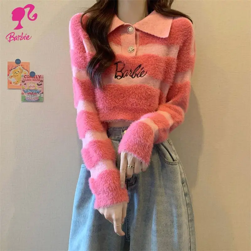 Adult Cartoon Plush Sweater Anime Barbies Series Spring Autumn Short Style Sweet Cool Style Long Sleeves Sweater Girls Gifts