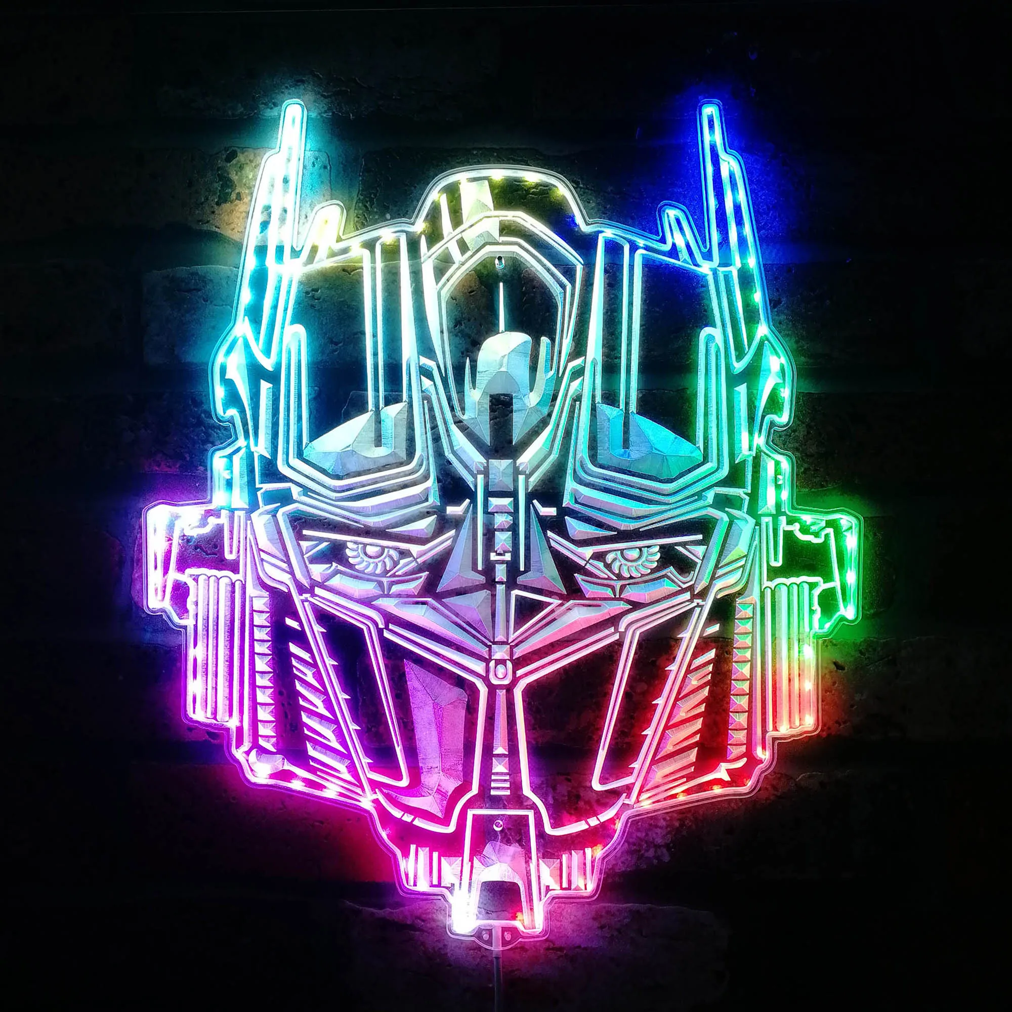 Optimus Prime Autobot Transformers Dynamic RGB Edge Lit LED Sign, Game Room Decor, Gaming Night Light