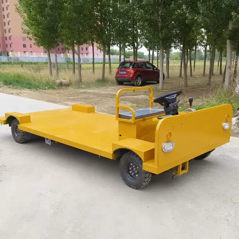 Low price four-wheeled 1000kg loading flatbed transporter battery powered electric flatbed with steering wheel