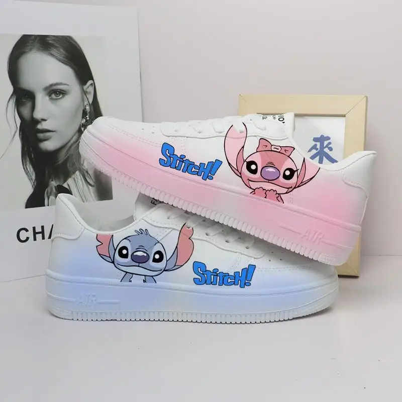 Disney Lilo & Stitch Sport Shoes 2023 New Couple White Shoes Colorfur Cartoon Tennis Shoes Kids Casual Sneakers Size 35-44