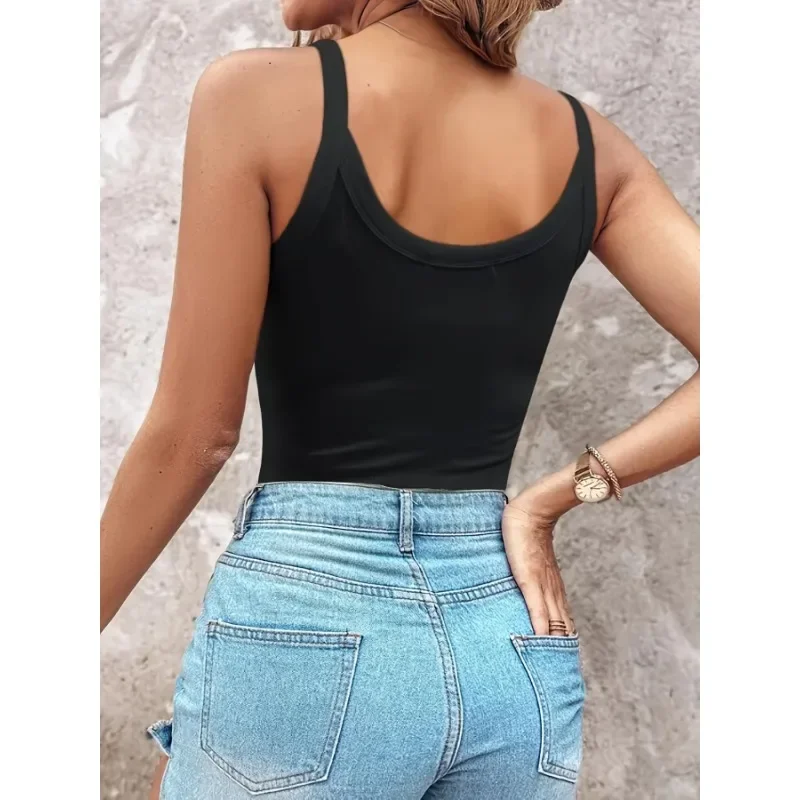 Plus Size Women Solid ColorO Neck Summer Knit Vest Sleeveless Sexy T Shirt White Off Shoulder Ribbed Black Tank Tops Casual ﻿ image 5