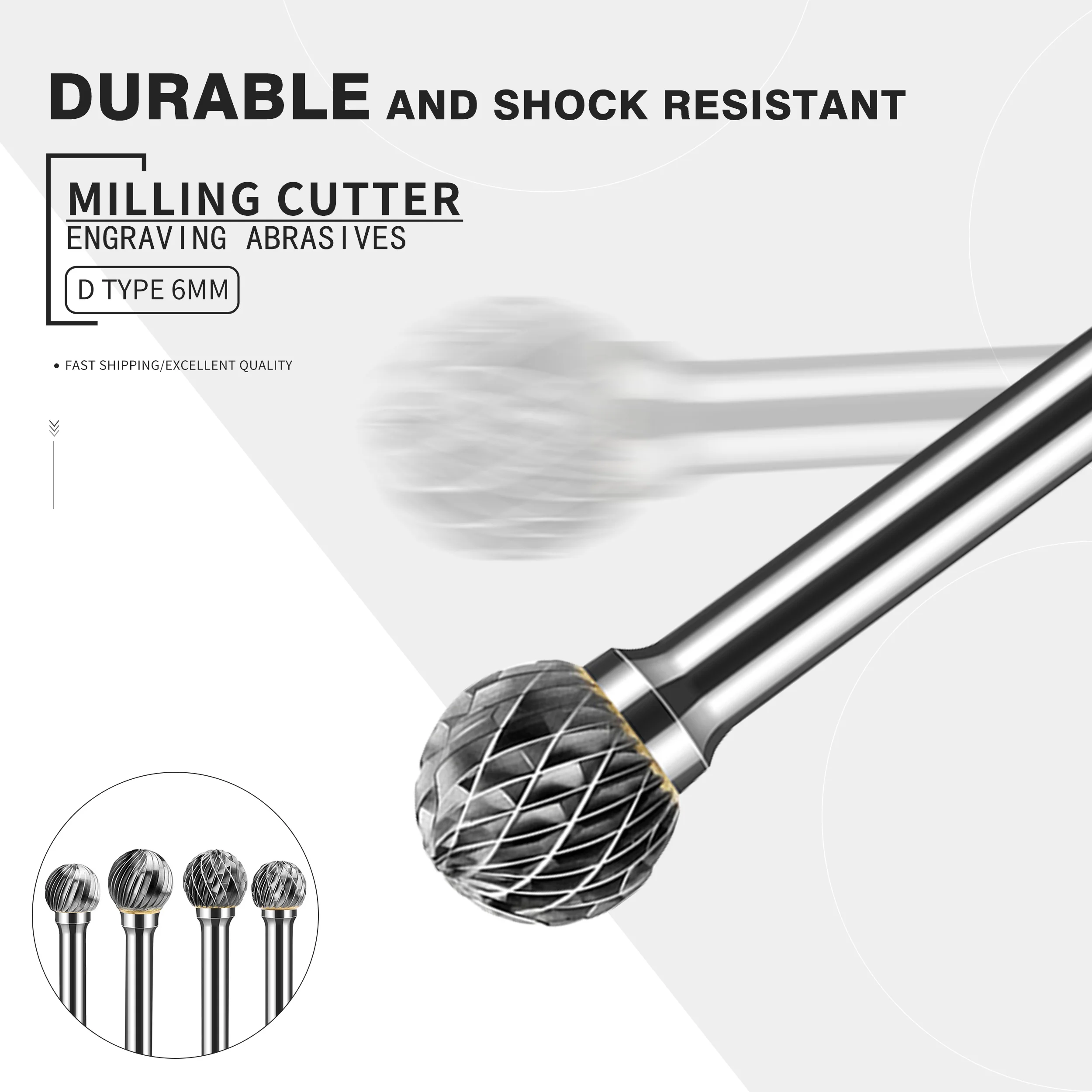 Carboneto de Tungstênio Rotary File Burr Die Grinder Ferramenta Abrasiva Redonda Bola tipo Broca Fresagem Metal Madeira Carving Bit tipo d e dx Ponto