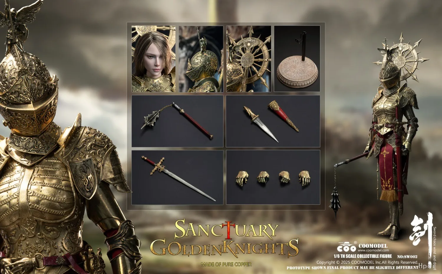 【MT】Pre-sale COOMODEL SW002 SANCTUARY GOLDENK NIGHTS Brass Version 1/6 Anime Figure