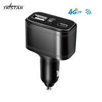 TK818 TKSTAR 4G GPS Tracker USB Type-C Dual Two Charging Port Hidden Spy Anti-Theft Cigarette Lighter Car Charger Free Web APP