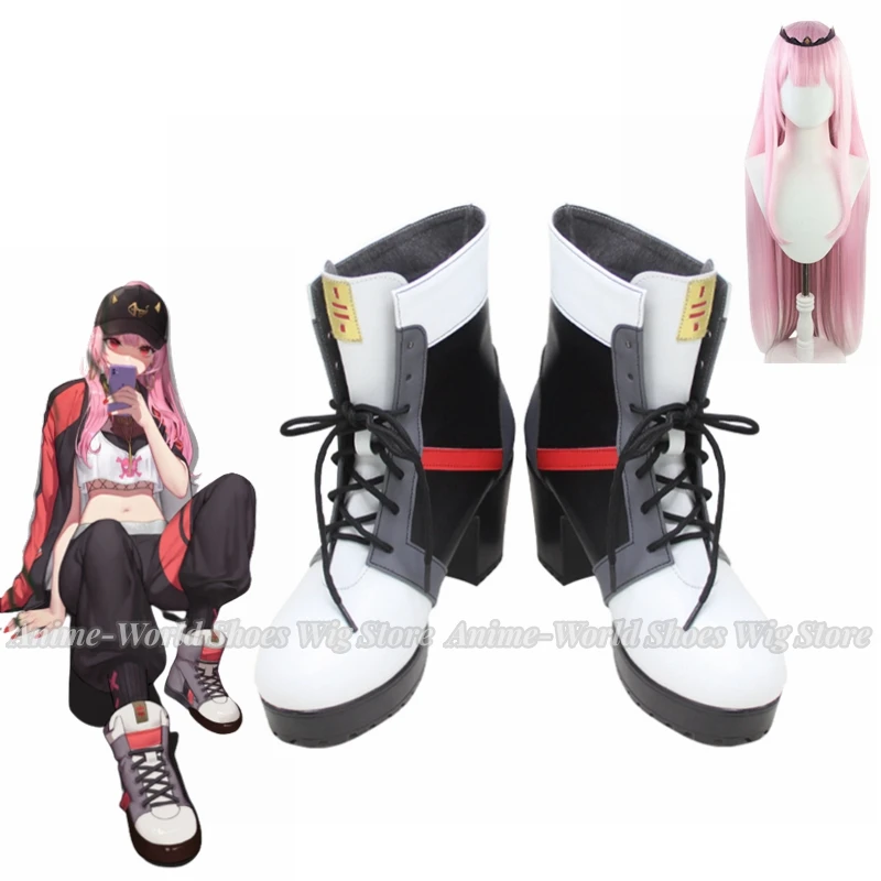 YouTuber Japanese Virtual VTuber Hololive Mori Calliope Customize Cosplay Shoes Boots Wig