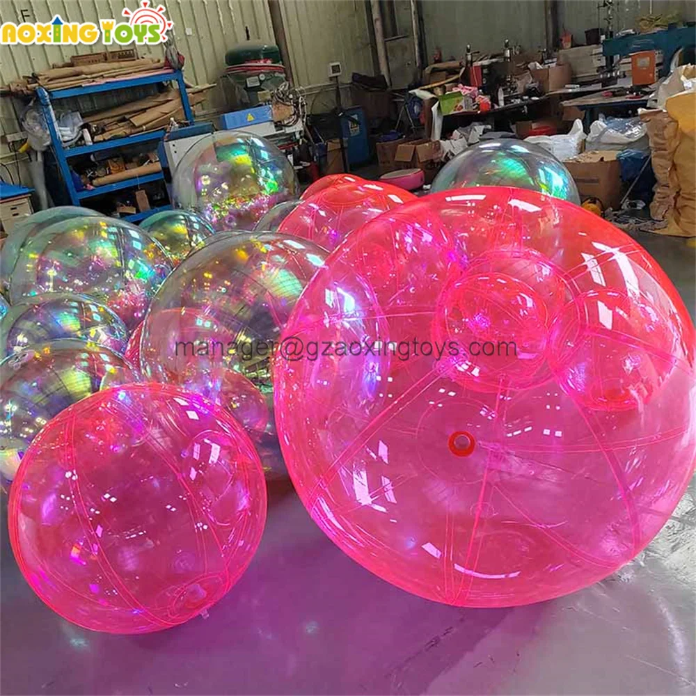 0.6-3m Giant Inflatable Mirror Ball Transparent Pink Hanging Balloon For Wedding Party Stage Advertising Decoration Events