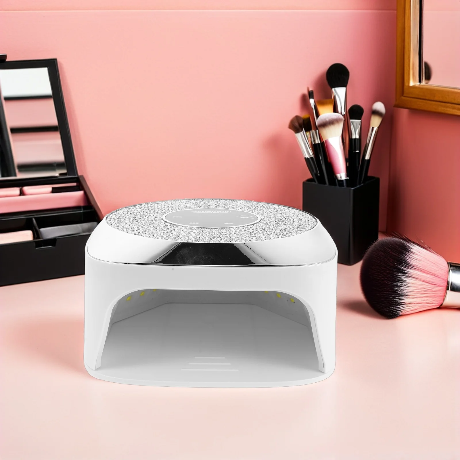 Lampada per unghie UV a LED ad alta potenza da 48 W per la cura del gel ad asciugatura rapida con sensore intelligente e specchio pieghevole Ideale per la casa e il salone