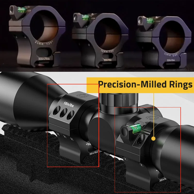 30mm Scope Rings Scope Mount with Level Bubble 2 in 1 Hunting Acessories Optics Sight Mounting Ring Aluminum 2 Pieces