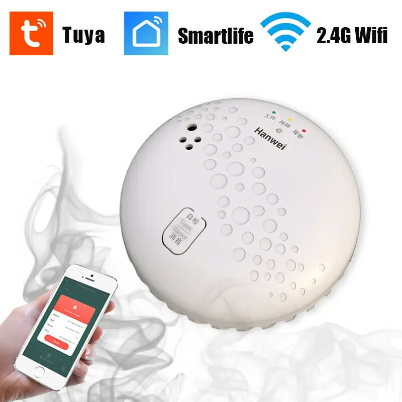 Tuya WiFi Smoke Detector Sound Light Alarm 85dB Fire Sensor Family Security APP