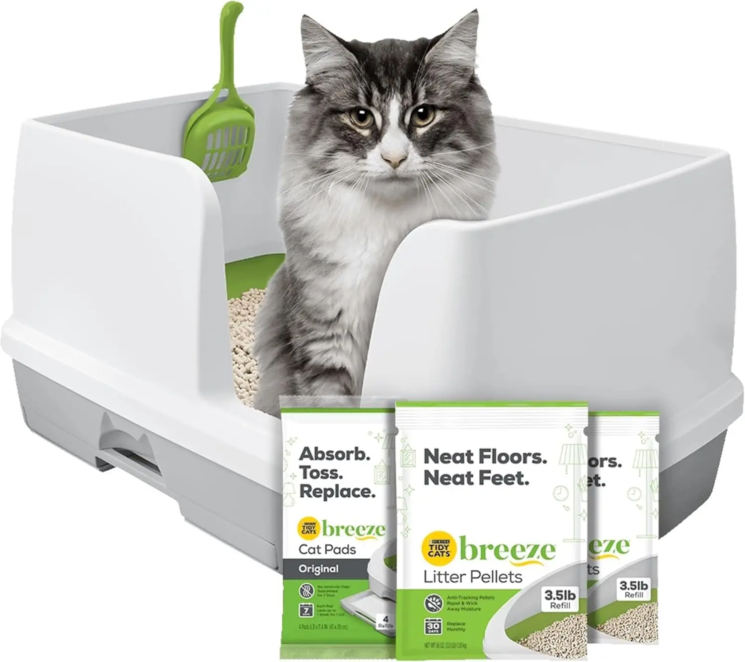 Tidy Cats Non Clumping Litter System, Breeze XL All-in-One Odor Control & Easy Clean Multi Cat Box - 18 lb. Box