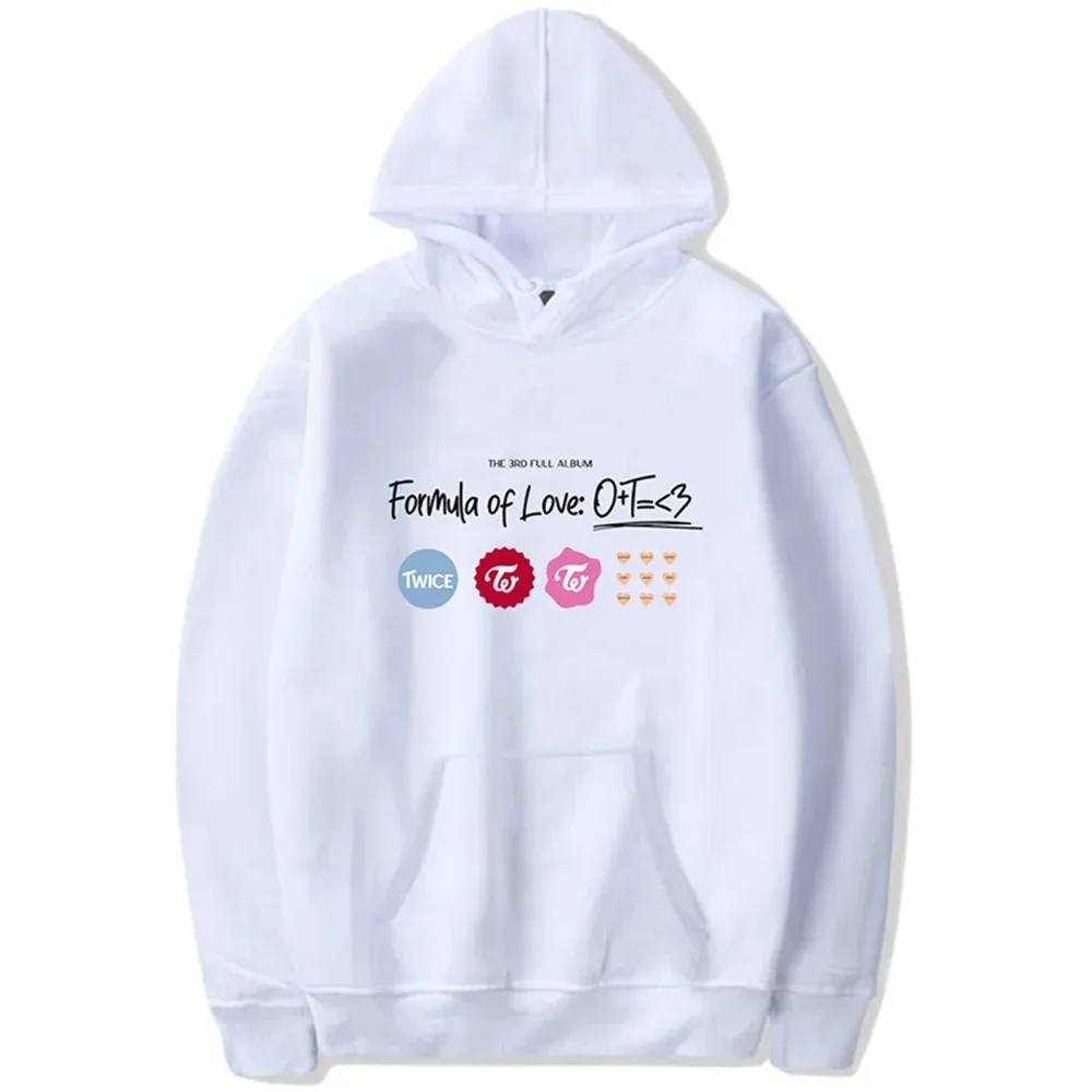 Y2KTwice-Women's Formula of Love Hoodies, Kpop Hip-Hop Sweatshirts com Veludo, Outono e Inverno Vestuário