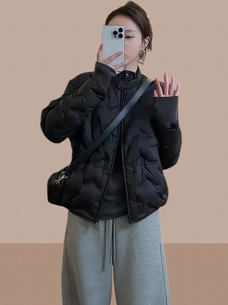 

Зимняя модная женская легкая теплая короткая пуховая куртка больших размеров, свободная повседневная верхняя одежда в корейском стиле с застежкой-молнией